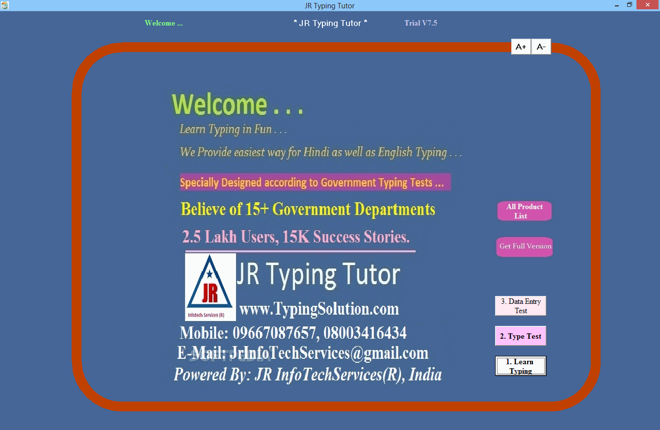 jr hindi typing tutor serial key